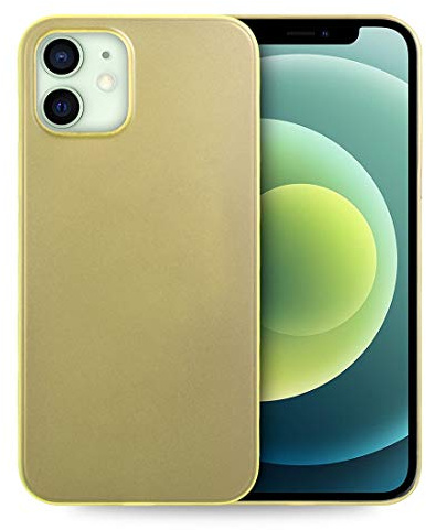 doupi UltraSlim Case for iPhone 12 mini (5.4 inch), Ultra Thin Fine Mat Feather Light Skin Protective Cover, Yellow