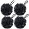 VANZAVANZU Badeschwamm Luffa, groß, 80 g, Duschschwamm, Körperschrubber, Netz-Pouf für Damen und Herren, Set von 4 (Schwarz)