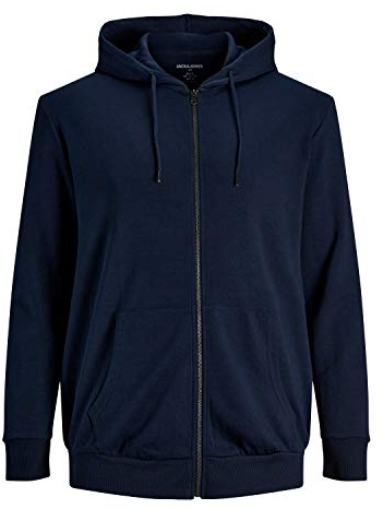 JACK & JONES Herren Hoodie Kapuzenpullover JJEBASIC Zip - Regular Fit Plussize, Größe:7XL, Farbe:Navy Blazer 12182493