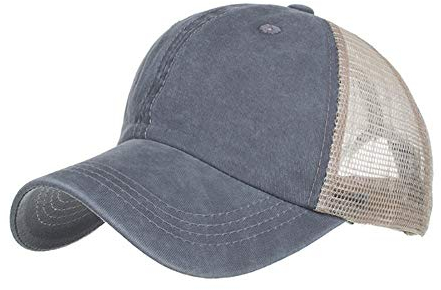 CLAPE Sommer Cap Herren Damen Retro Trucker Baseball Cap Washed Cotton Basecap Snapback mit Mesh Classic Fitted Grey ZM02