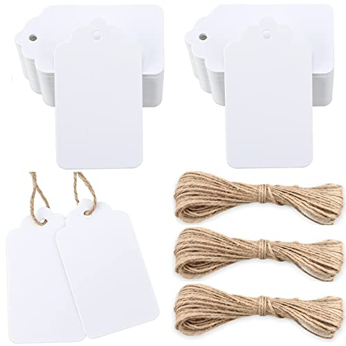 G2PLUS 200 Stück Kraftpapier Anhänger,Geschenkanhänger,Etiketten aus Kraftpapier 7x4CM Anhänger Papier Kraftpapier Etiketten Tags Weiß für Valentinstag Hochzeit Geschenke
