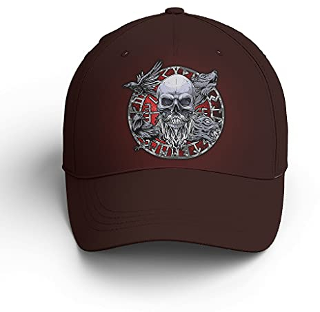 CHNOT Wikinger Rabe Odin Baseballkappe Einstellbare Schirmmütze Baseball Mützen UV Schutz Golf Caps Sonnenschutz Sport Kappe Outdoor Kappen Hut für Herren Damen White Einheitsgröße