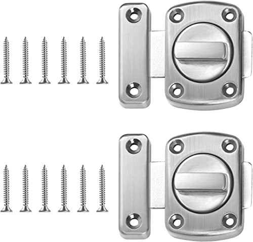Türriegel Latch,2 Stück Drehriegel Riegelschloss,Edelstahl Tür Schieberiegel mit Schrauben für auf Verschiedene Türen (Silber)