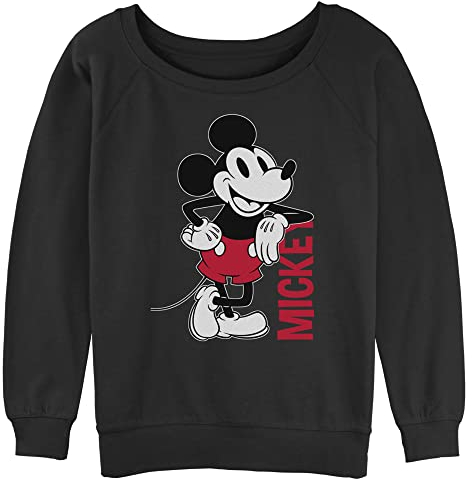 Disney Pull raglan classique Mickey penché pour femme avec coutures couvertes, noir, X-Large