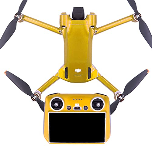 PALUMMA DJI Mini 3 Pro Aufkleber Skin Set, PVC Wasserdicht Anti-Kratzer Hautschutz für Drohne und Fernbedienung (Gold)