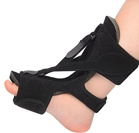 supregear Plantarfasziitis Nachtschienen Set, 3 Verstellbare Riemen Fußschiene mit Massageball und Fußgewölbestützen für Plantarfasziitis, Plattfüße Achillessehnenentzündung, Schwarz