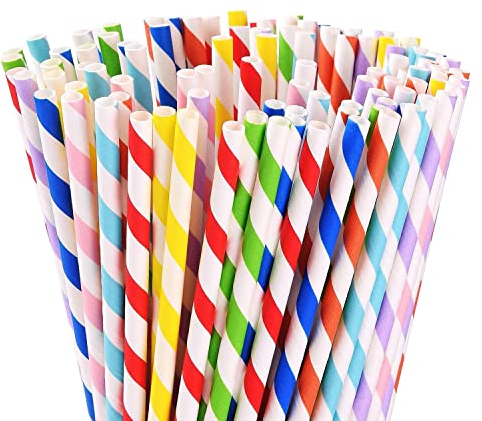 Pailles en Papier,160 pcs Pailles Papier Réutilisables Paille Coloré Paille Carton,pour Jus, Cocktails, Mariages, Anniversaires, Décorations de Bricolage