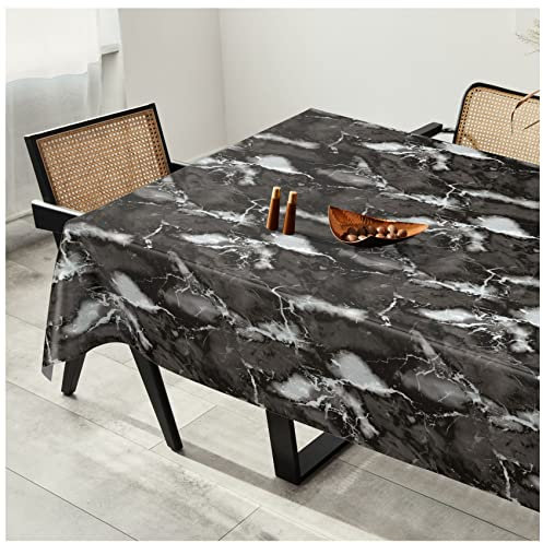Wachstuchtischdecke Wachstuch Tischdecke abwaschbar Wachstischdecke Plastik-Tischdecken Glatt 160x140cm Schnittkante Marmor Dunkelgrau