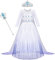 AOOWU Kostüm Kinder Mädchen Prinzessin Kleid Kinder Dress mit Krone Zauberstab Party Verkleidung Karneval Halloween Weihnachten Kostüm (120CM)