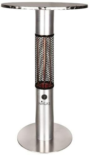 Briconess.com Runder Tisch 60 x 60 cm Infrarot-Tischheizung für den Außenbereich aus Stahl für Bars und Räume, Mitternachtssonne