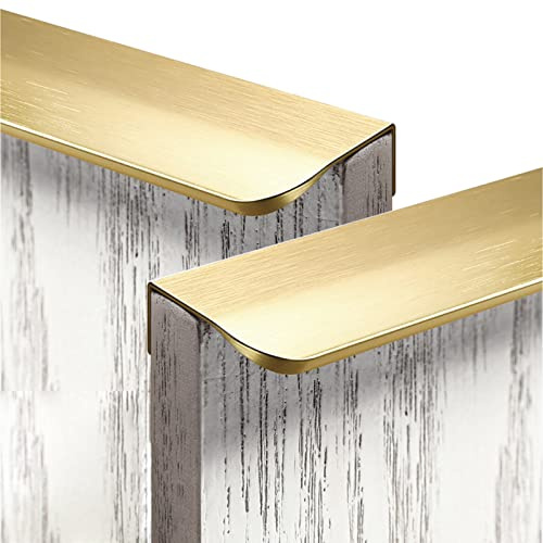 2 Stück Versteckter Schrankgriff Aluminiumlegierung Möbelgriffe Gebürstetes Gold Türklinken Abgerundete Ecken Schubladen Knöpfe für Kleiderschrank,Schlafzimmer,Badezimmer (Total length 80mm)