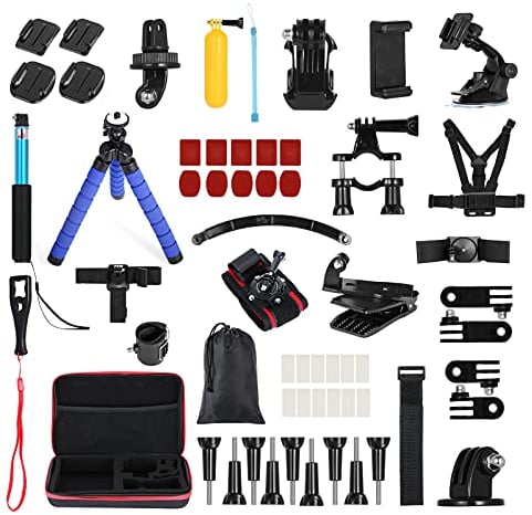 Camnoon 60 in 1 Action Camera Accessories Kit Compatible with Insta360 Accessories GoPro Hero 11 10 9 8 Max 7 6 5 Xiaomi YI Action Cameras with Carrying Case