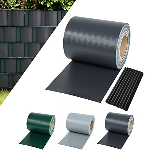 Sichtschutzstreifen Zaun 50 m x 19 cm inkl.30 Clips, Sichtschutz Zaunfolie PVC Sichtschutzstreifen Doppelstabmatten für Gartenzaun, Balkon/Diverse Farben