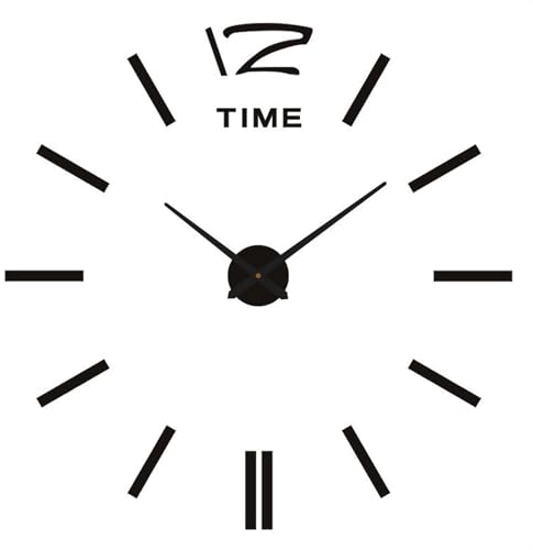 Coraltree Moderne Mute 3D DIY große Wanduhr Wand-Deko, Wohnzimmer, Schlafzimmer, Büro (Black)
