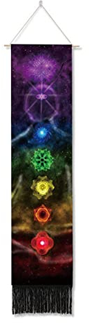 Ricemru Schmale Wandteppich Buddha Lotus Wandbehang Buddhismus Yoga Chakren Bunt African Mandala Wandtuch Psychedelic Trippy Wanddeko Tapestry Wandkunst Deko