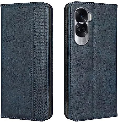EASSGU Custodia per HONOR 90 Lite 5G (6.7 Inches) Pelle PU Flip Folio Cover con Interruttore Magnetico, [3 Slot Schede] [1 Portafoglio] Case - Blu