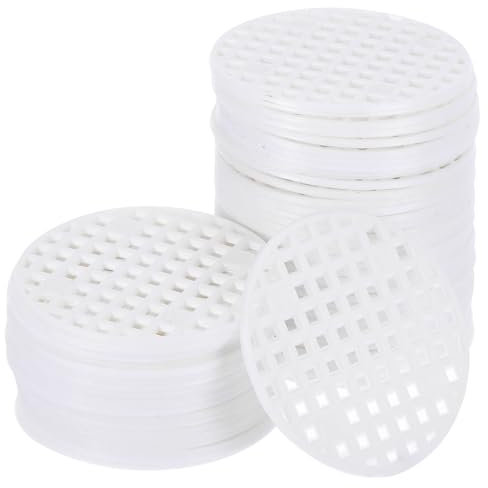 PATIKIL Fleur Pot Trou Maille Coussinet, 60pcs 1.8 Pouce/4.5Cm Rond Rigide Bonsaï Drainage Maille Grille Écran Bas Grille Tapis pour Jardin, Blanc