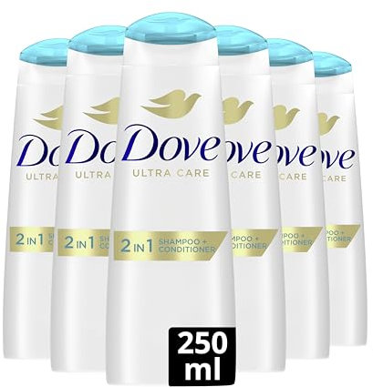 DOVE - Shampooing Soin quotidien - Technologie 2en1 - Aide à restaurer les cheveux en surface et en profondeur - Adapté à un usage quotidien (lot de 6x250ml)