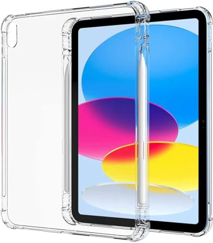 Moreelaya Clear Case for New iPad 10th Generation 10.9 inch 2022, Lightweight Slim Soft Flexible TPU Gel Silicone Case Cover Skin with Pencil Holder for iPad 10.9 10th Gen 2022
