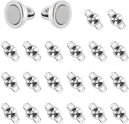 20 Stück Schmuck Magnetverschlüsse – runde Magnetverschlüsse (6mm) aus rostfreiem Metall, starker Magnetverschluss für Halsketten, Armbänder & Fußkettchen | Einfache Handhabung, für DIY-Schmuck