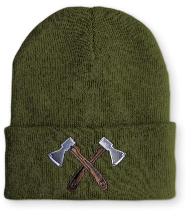 tshirtladen Mütze Axt Lumberjack Holzfäller Waldarbeiter Statement Wintermütze, Farbe: Olive