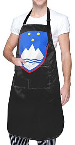 bradkke Lustiges Wappen von Slowenien Schürze mit Taschen, wasserdichte Kochschürze, Geschenk für Freunde, Siehe Abbildung, One size