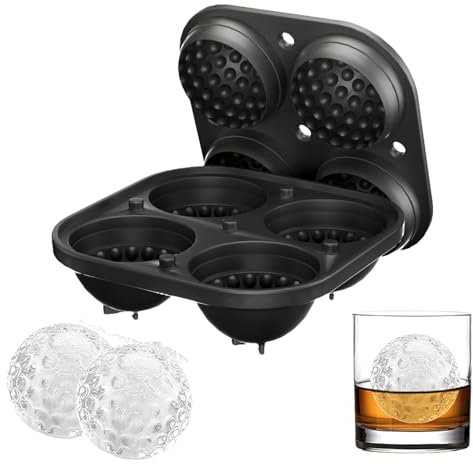 Golf Ball Mould with Lid Silicone Round Tray Round Mould Reusable Food Grade Ice Mold Golf Ball Ice Maker Mold 4 Cavity Fun Shapes Silicone Big Round Trays