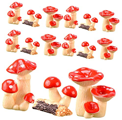 CIYODO 15 Stück Kleine Pilzfiguren Dekorationsartikel Pilzornamente Miniatur-pilzstatuen Garten-Dekorationen