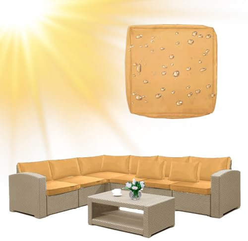 SYLC Draußen Bezüge Für Gartenpolster Wasserabweisende Rattan Sitzkissenbezug Mit Reißverschluss Terrasse Auflagen überwürfe Hussen Für L-Form/Ecke (1 Stück 55×50×10 cm,Mango)