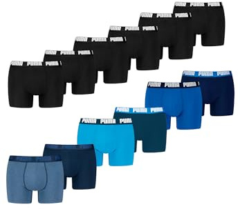 PUMA Boxer Boxershorts Men Herren Everyday Unterhose Unterwäsche 12er Pack, Farbe:Black/Blue, Bekleidungsgröße:XL