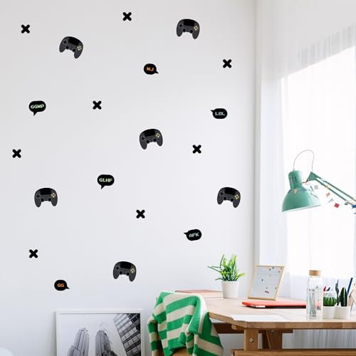 Klebekerlchen® | Wandtattoo für das Kinderzimmer, Wandsticker selbstklebend - Gaming Controller (Set mit 14 Motiven)