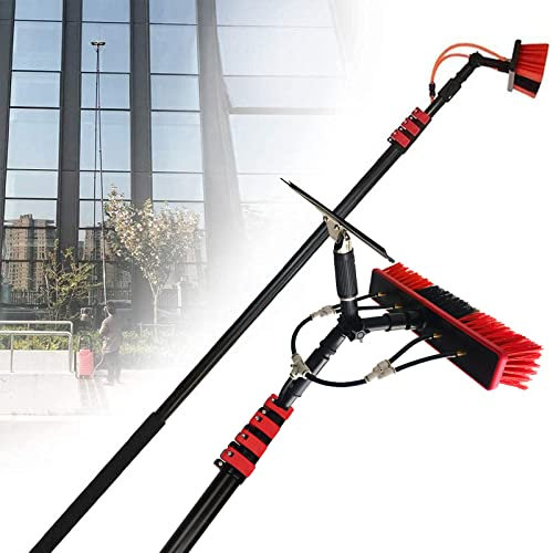 Window Cleaning Pole,with Squeegee 3.6-12m Water Tank Telescopic Brush, Extendable Cleaning Rod for PV And Roof, 36ft/10.8m,35cmbrushhead-7.2M/24FT