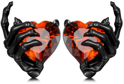 Totenkopf-Ohrringe, 925er-Sterlingsilber, Totenkopf-Hand-Ohrringe, gotischer Totenkopf-Schmuck, Geschenke für Damen und Herren