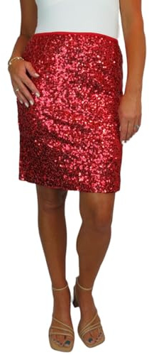Paulo Due Women's Elastic Waist Sequin Mini Skirt Red 8-18 (16-18) L