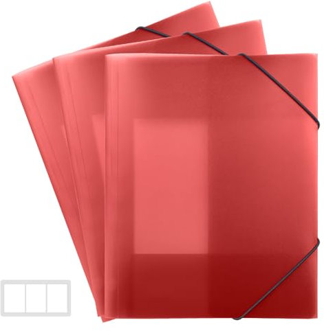 FRETONBA Rot Ordner 3er-Pack. Postmappe a4 Schule, Sammelmappe 3 Stück, Eckspannermappe Elastische Bandbefestigung, Schnellhefter PP-Material Robust und Langlebig, Dokumentenmappe