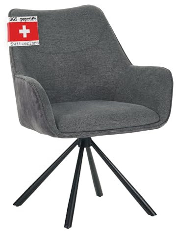 Albatros Drehstuhl ZADAR, Moderne Drehstühle fürs Esszimmer, Küche, Konferenzraum oder Büro - Küchenstühle Esszimmerstühle mit Drehfunktion und Dicker Polsterung, Stoff Anthrazit