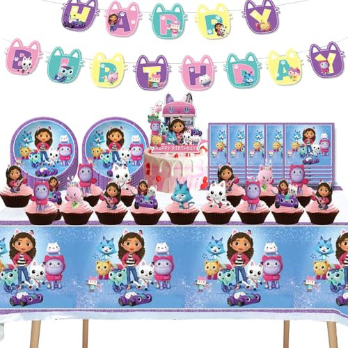 Decorazione di compleanno per bambini,include uno gagliardetti, Stoviglie per Feste Compleanno,Adatto per ragazze,20 ospiti che utilizzano,Bandiere, tovaglioli, tovaglie, piatti, ecc.