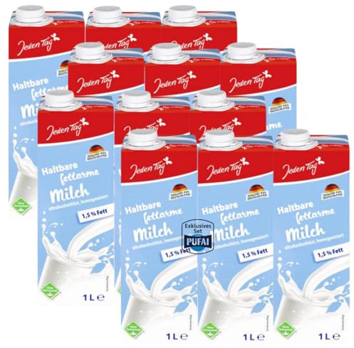 JEDEN TAG Flüssigkeit H-Milch 1.5 Prozent, 12er Pack (12 x 1 l), Karton