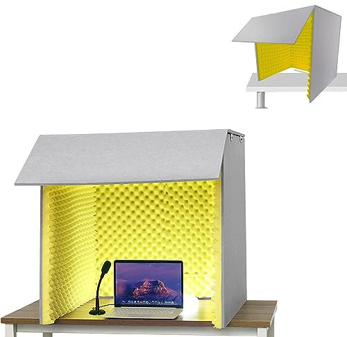 Desktop Soundproof Cover, Self Made Sound Booth Box, Portable Recording Booth, Microphone Isolation Booth Box, for CrispDry Echo Free Vocals at Home & On The Road (Red 80 * 80 * 80cm) (Yellow 80*