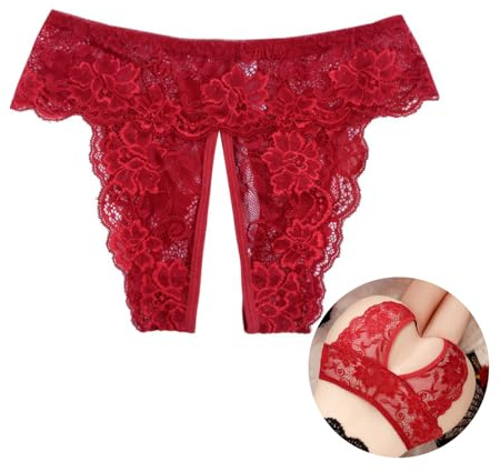 Tanga de tanga sexy bragas para mujer Ouvert Slip Encaje Ropa Interior Transparente Calzoncillos eróticos Brasileños Hipster Tallas Grandes Lencería Sexy con entrepierna abierta Low Rise Floral Tanga