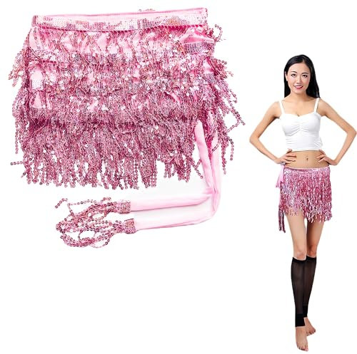 Smaoqingji Bauchtanz Hüfttuch Damen Belly Dance Costume Kostüm - 1 Piece, Rosa, Chiffon Wrap Hip Geld Kleid Frauen Gürtel Schal Zubehör, Bienenkostüm Bauchkette Taillenkette