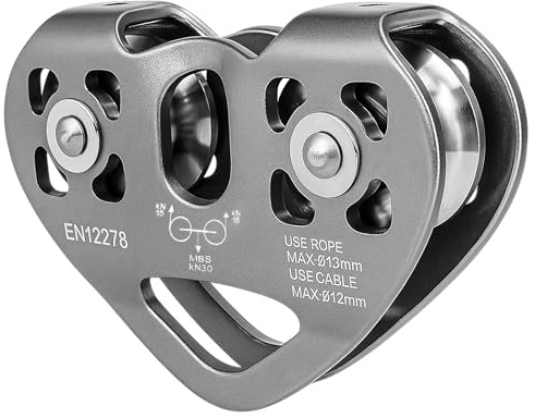 Dual Trolley Zipline Riemenscheibe, Doppeltandemgeschwindigkeit, Seilzug, Kletterscheiben für 1/4 5/16 3/8 1/2 Kabel – ideal für Hinterhof-Zippline, Schleppen, Takelage und kommerzielle Zwecke