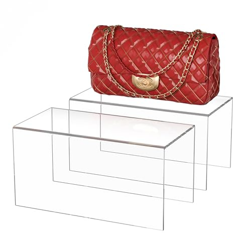 Sezanrpt Acryl Regal Riser 30x15x15cm Packung von 2, Große Acryl Riser für Desserts, Cupcake, Spielzeug, Sammlerstücke, Waren, 30x15x15cm