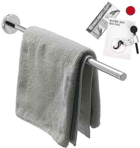bremermann Bad-Serie Lucente Barre porte-serviettes télescopique en acier inoxydable chromé avec kit de colle pour serviettes et serviettes d'invités