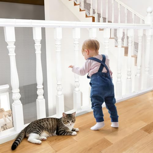 South to East Geländerschutz für Baby und Haustiere, 450cm x 90cm | Universelles Schutznetz für Treppe, Balkon und Fenster, reißfest, einfache Montage ohne Bohren, schützt Kinder und Haustiere