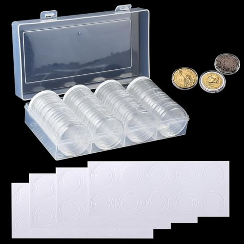 Capsules Pieces de Monnaie,60 Rangement Pieces de Monnaie,40mm Rangements pour Pièces de Monnaie,Rangement Monnaie de Paris