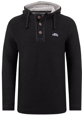 Weird Fish Bakersfield Button Neck Macaroni Hoodie Black Size M. (Jumper/Sweater/Fleece)