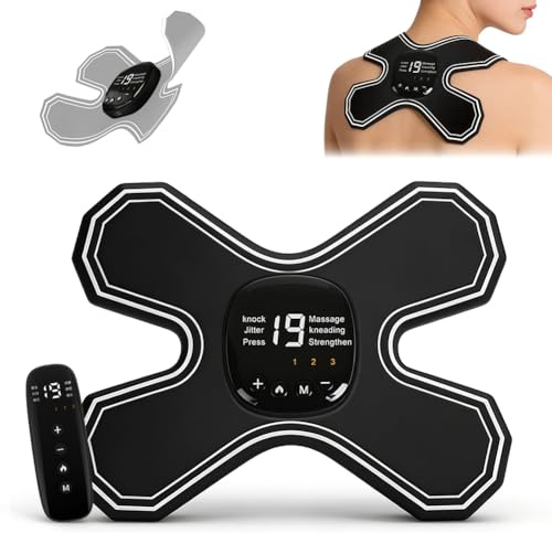 TENS Gerät Schmerztherapie, Tragbares Elektrisches Nackenmassagegerät, Nackenmassagegerät, EMS Trainingsgerät, Elektrische Massagematte mit Wärmefunktion, 6 Massage-Modi und 15 Vibrationsstärken