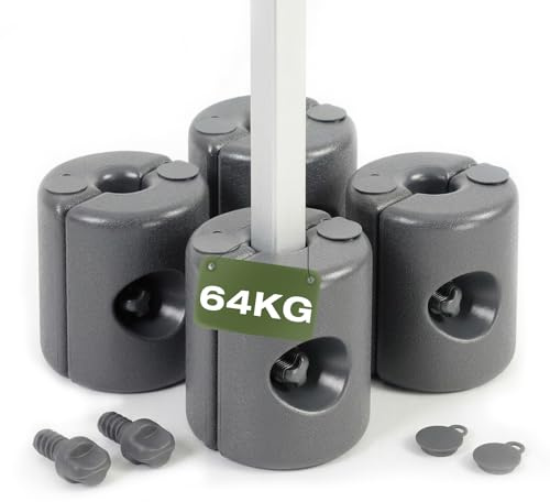 Sekey Pavillonstandfüße Pavillon Beschwerer 4er Set Wasser/Sand Befüllbar | Wetterfestes HDPE, Einfache Montage, Maximale Stabilität, Universal Pavillonstandfüße für Gartenpavillon, Grau
