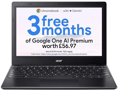 Acer Chromebook 311 CBOA311-1H Laptop - Intel Celeron N4500, 4GB, 64GB eMMC, Integrated Graphics, 11.6 HD, Chrome OS, Black 3 month free Google premium not included (Renewed)